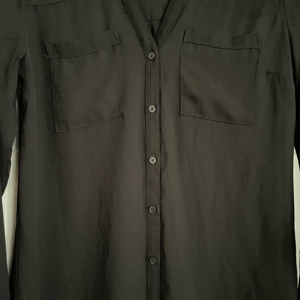 Express Black Button-Front Blouse - Picture 3 of 4